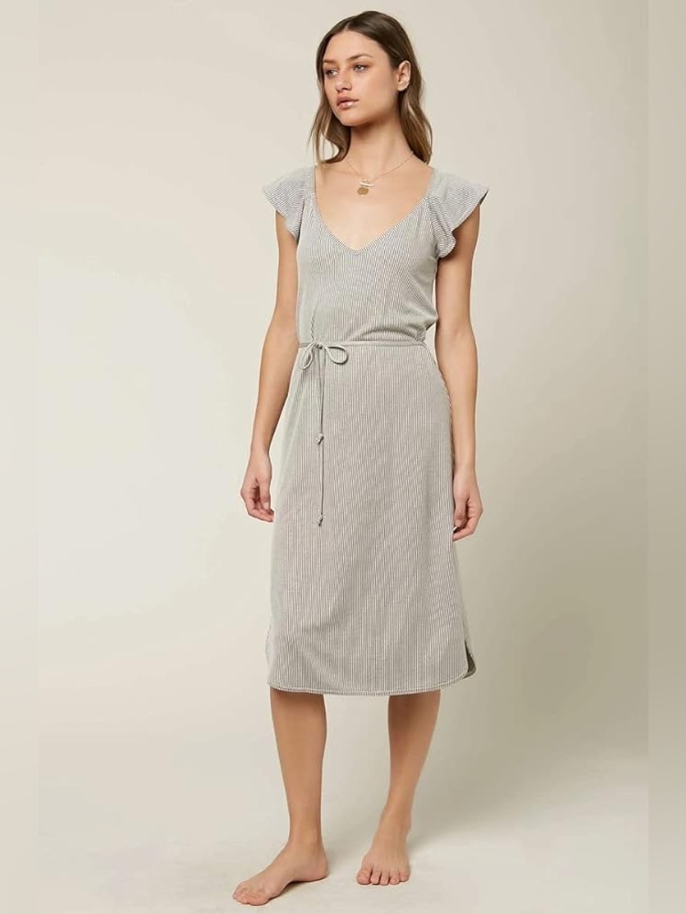 O'Neill Gray Deviea Striped Midi Dress